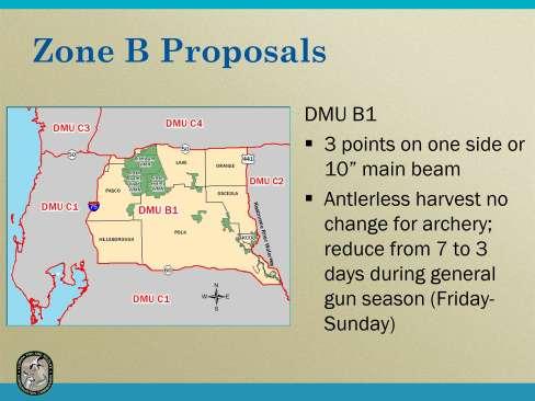 Goals and objectives from the Zone B Technical Assistance Group included (1) implementing an antler regulation to protect 1.