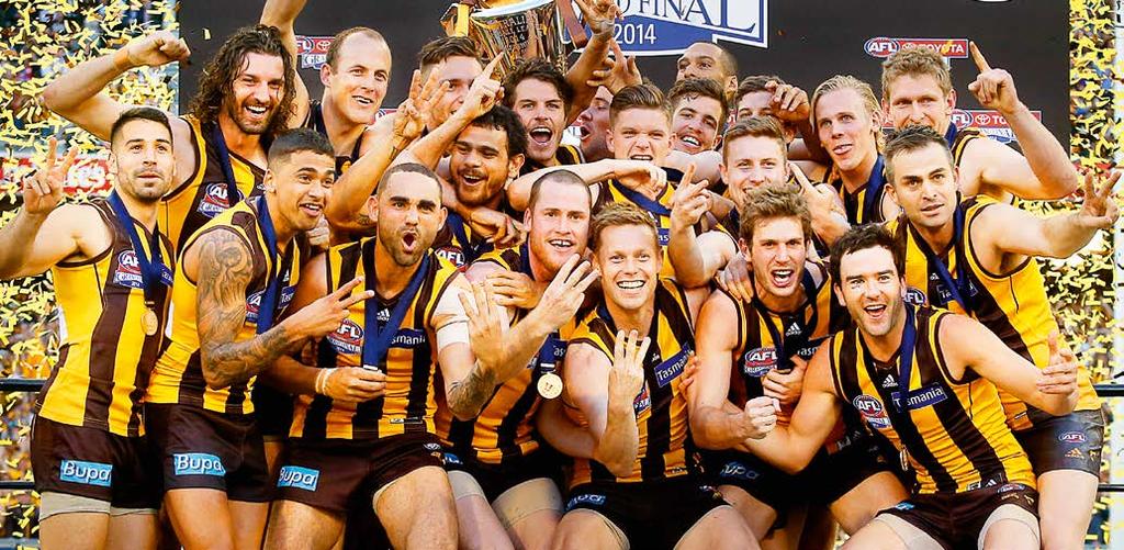 142 AFL ANNUAL REPORT 2014 AWARDS, RESULTS & FAREWELLS 143 THE PREMIERS Hawthorn laid claims to being the greatest team in the past decade after thrashing Sydney by 63 points.