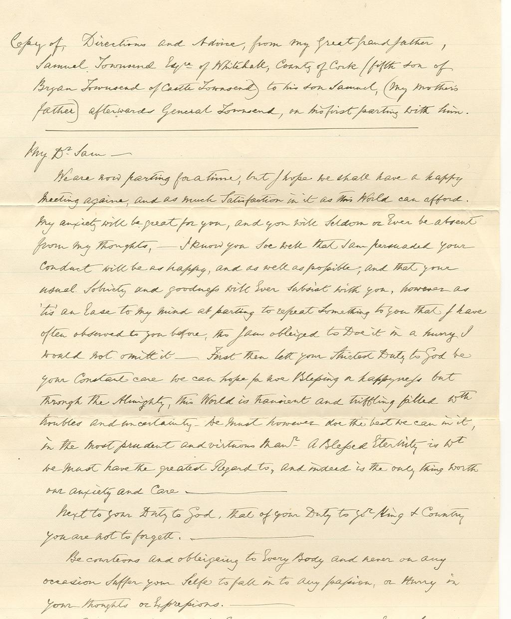 Copy of Letter from Samuel s
