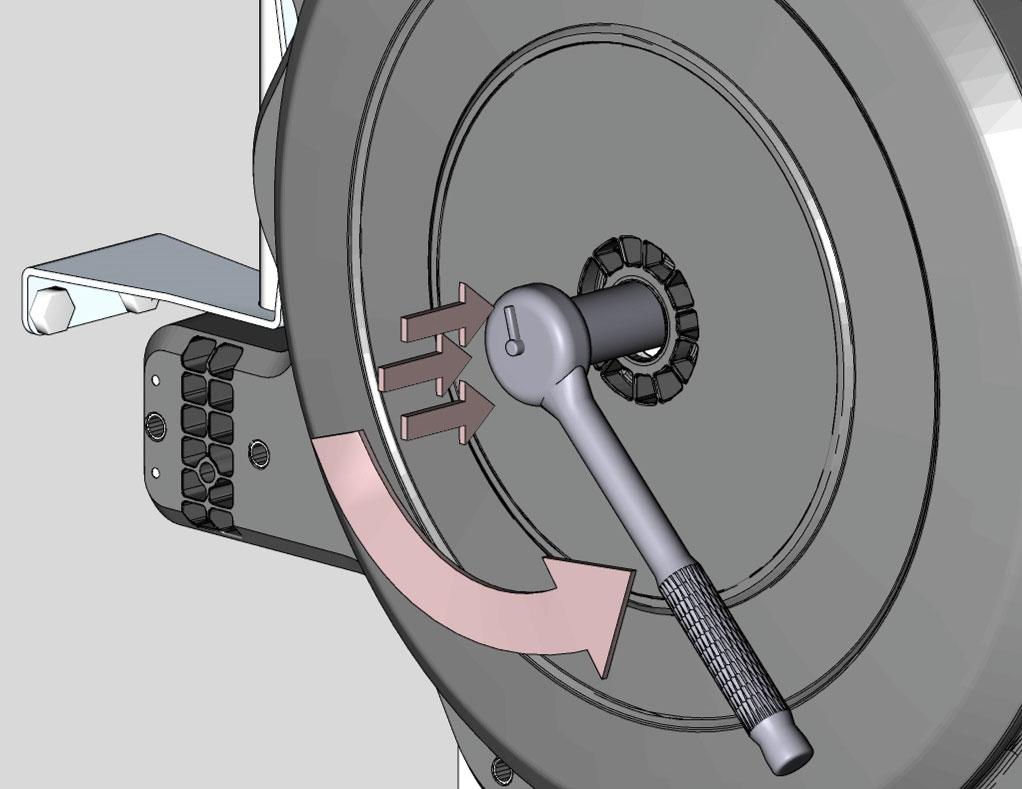 Decreasing Spring Tension Decreasing Spring Tension 1. 2. Push in on ratchet. Grasp handle firmly with both hands; then turn ratchet counter-clockwise 1/4 turn ONLY.