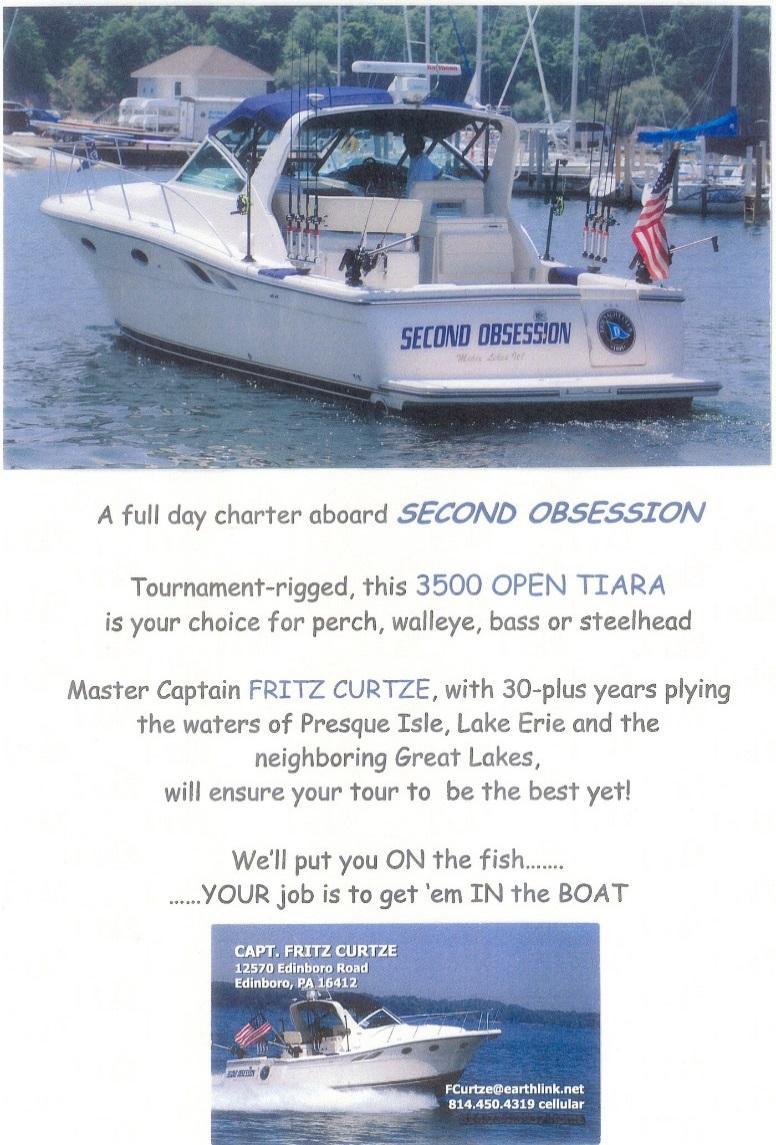 ITEM #1 DAY TRIP FISHING WITH CAP N FRITZ CURTZE You are bidding on a 5 HOUR weekday (not weekend) Fishing trip with Master Captain Fritz Curtze (Cap n Fun) aboard his Tournament-rigged 35 foot Tiara
