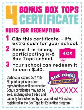 Certificate that we clip and collect until 3/1/2017 earns our school a