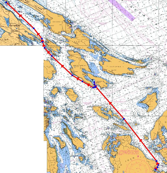 Leg 8: Friday Harbor to Wallace Island via Bedwell Harbour Customs Clearance Distance = 34.