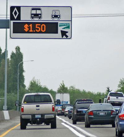 Express Lanes Benefit All Commuters SR167 south of Seattle 16 mile conversion of single HOV lane in each