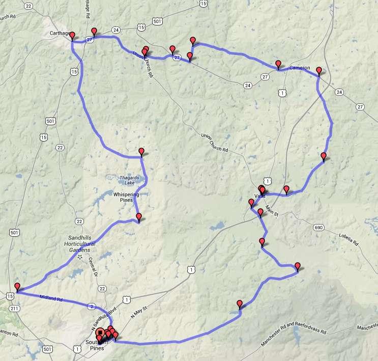 RIDE MAPS 50-mile ramble and elevation information.