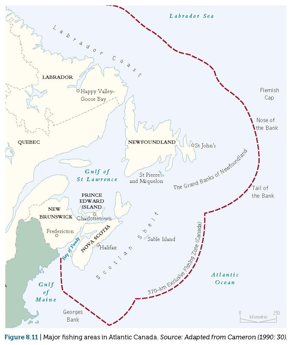 Case Study East Coast Fisheries Major fishing areas in