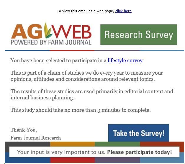 Methodology Farm Journal Media launched the lifestyle survey via email on Feb. 4, 2018.