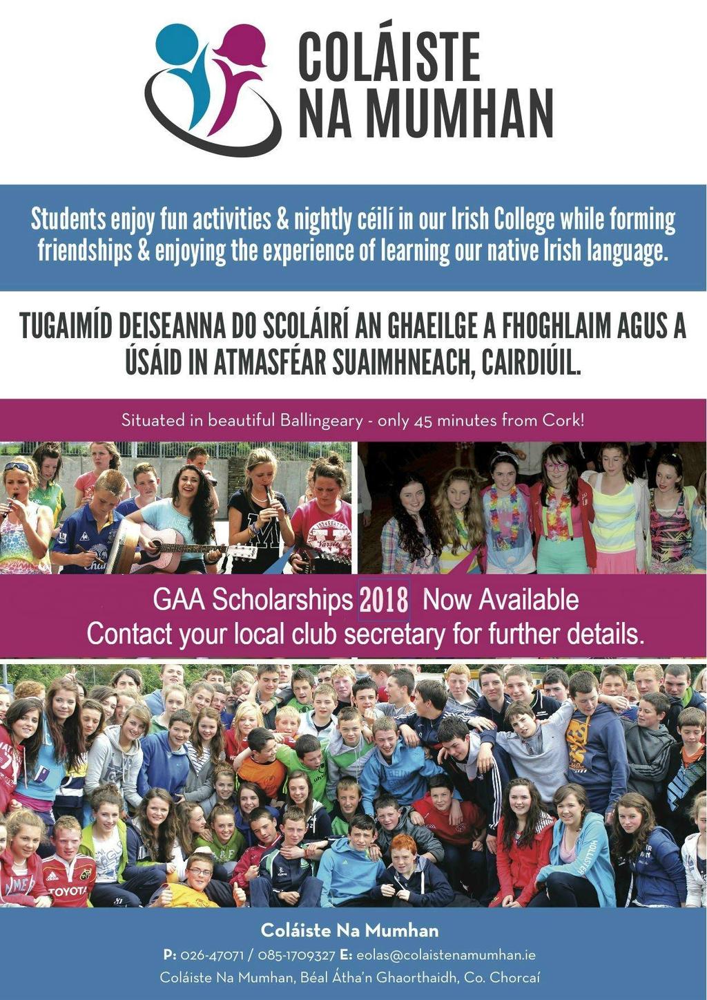 There are a small number of 2018 Gaeltacht Scholarship places still available on a first come, first