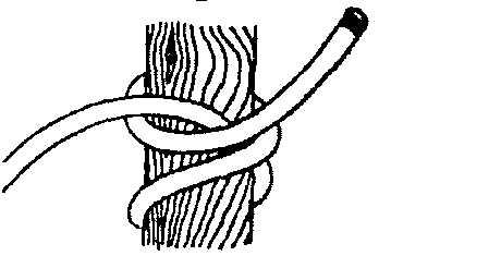 Double half hitch with loop Is used for example on a slick scaffold pipe, when one wants to