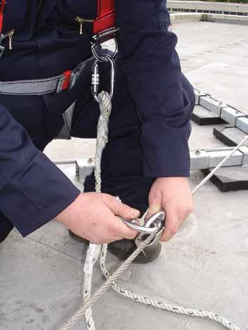 restraint lanyard, to the horizontal stainless steel cable via the shuttle.