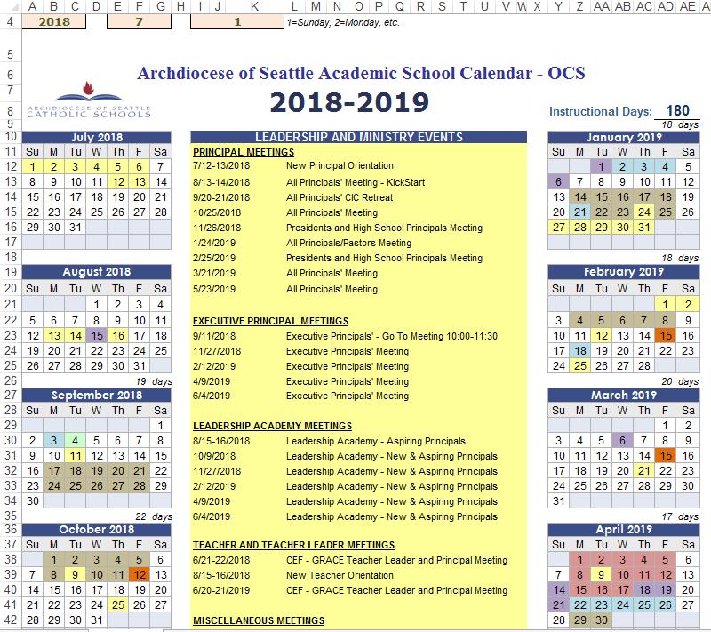 Instructional Day Count As noted in the superintendent letter: Per the Archdiocesan policy, the calendar has 180 days of student instruction.
