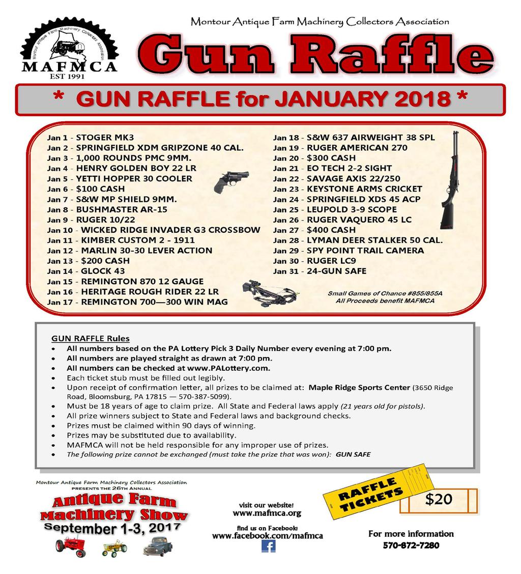 Tractor Tribune MAFMCA Newsletter April 2017 Page 2 The next Gun Raffle is underway thank you to our Raffle Chairperson Travis Carr!