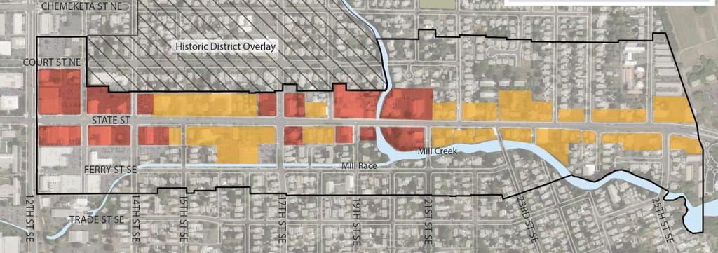 West End Nodal Focus with Eastern Addition Three concentrated mixed-use centers on the west end, and a consistent