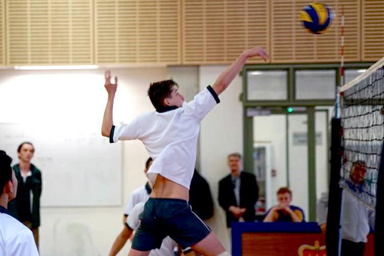 Charles Griffith (11Yo) jumping high and spiking over the St Aloysius'