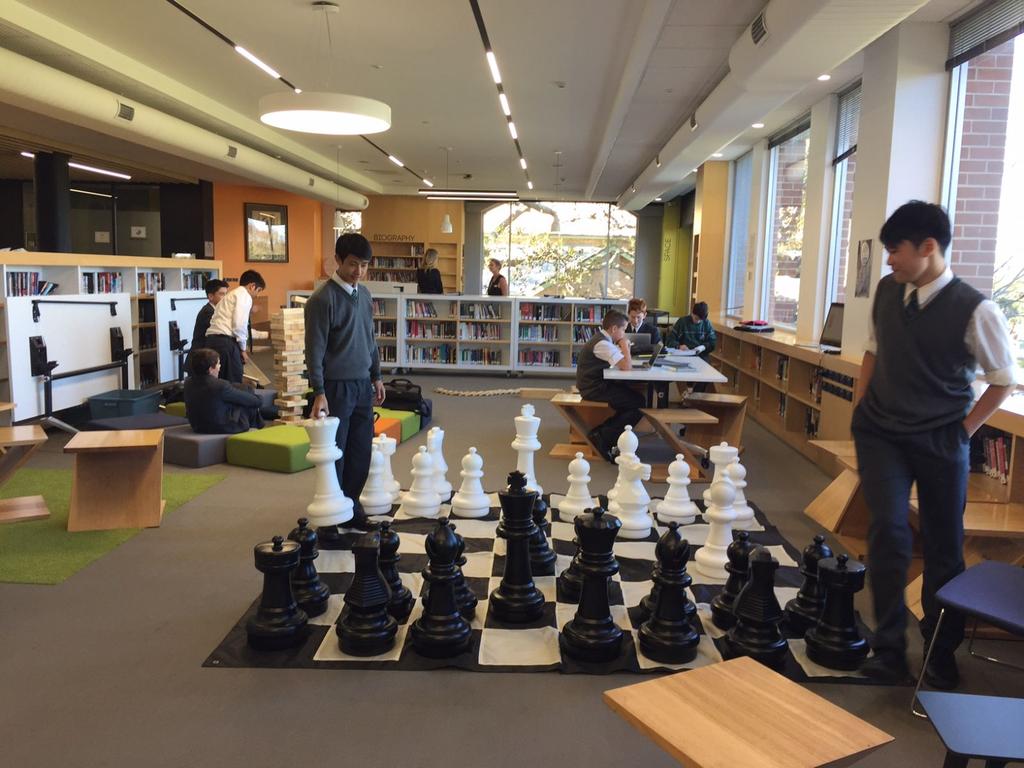 On Thursday at lunch there were giant games set up all over the library, such as chess, dominoes, jenga and Scrabble,