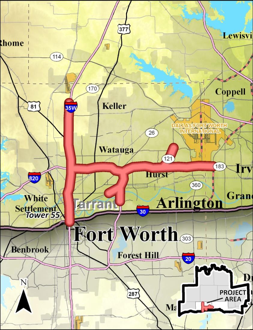 CONNECTING OR PARALLEL ROADWAY TO I 35 Proposed Project North Tarrant Express (NTE) Existing Facilities The existing I 35W facility is four lanes from St