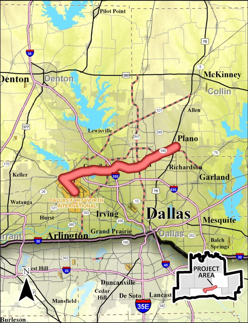 RAILWAY Proposed Project Cotton Belt Rail Line The Cotton Belt Corridor is a proposed east west rail corridor passing through portions of Collin, Dallas, and Tarrant Counties in North Central Texas.