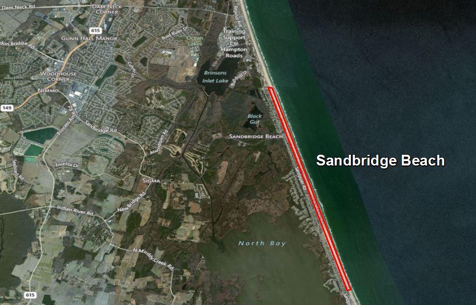 Sandbridge Beach Basic SOW: 2 MCY Requires grain size = D50 greater than 0.25 (Beach Quality Sand) Borrow sites is the Sandbridge Shoal, 3 mi.