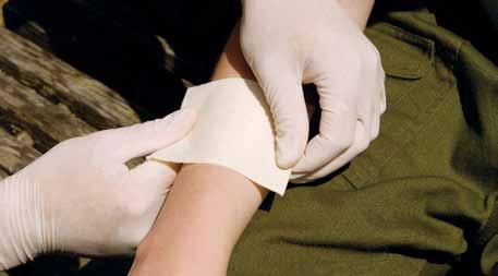 Dressings and Bandages.Minor Wounds and Injuries After cleaning a wound in which the skin has been broken, protect it with a dressing.