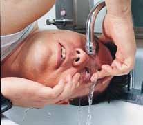 It may be easier to have the victim lie down while flushing the eyes with water. Act as quickly as possible. Continue flushing for at least 15 minutes, or until emergency medical professionals arrive.