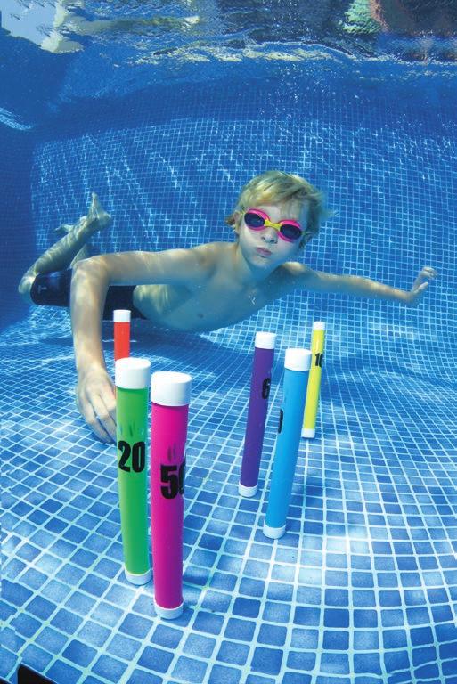 7.0 set These 0cm long Dive Sticks are brightly coloured, weighted and stand vertical on the bottom of