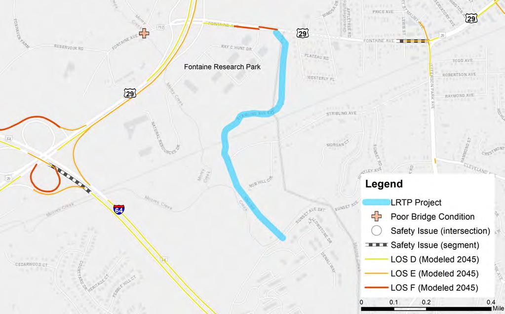 R12: Sunset/Fontaine Connector Project Source: Albemarle County Need: Network Connectivity Description: Construct a new roadway from Sunset Avenue Etended to Fontaine Avenue, include improvements to