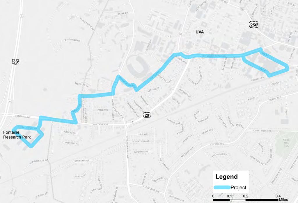 T5: Fontaine Research Park bus route Project Source: Transit Development Plan (Draft) Need: Transit accessibility forecasted roadway congestion Description: Etend UTS route to provide service from