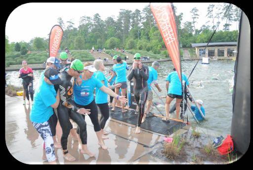 It took less than 20 minutes to get 3000 athletes in the water. Volunteers helped everyone out of the water.