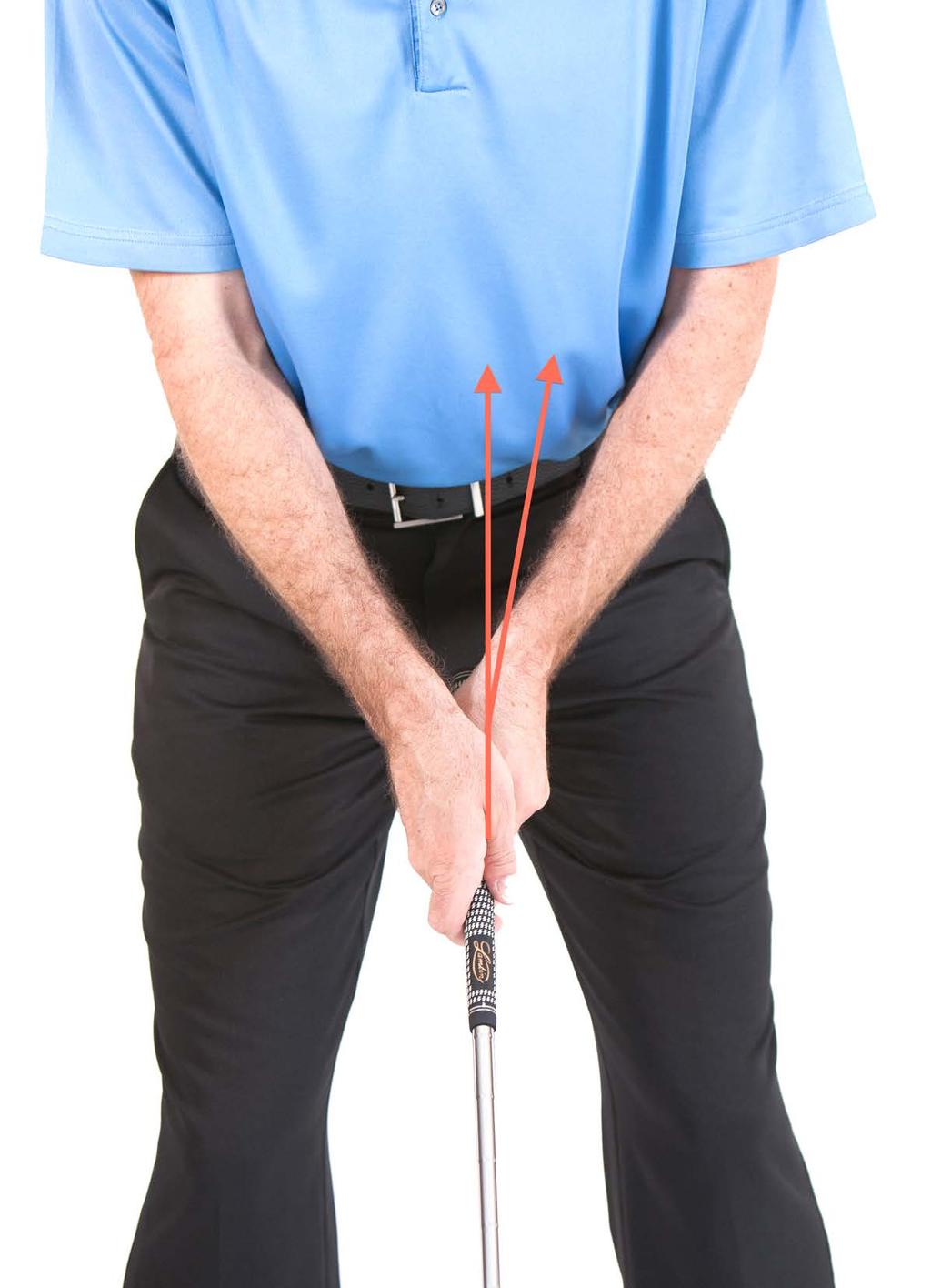 Hands Left, Open Club If you grip the club with your hands rotated too far around the shaft to your left, when you make your golf swing, your hands return to a neutral position and the club face
