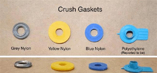 Examples of crush gaskets available