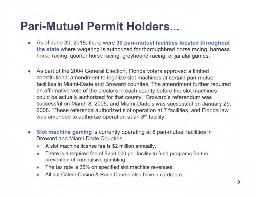 Pari-Mutuel Permit Holders.