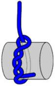 Timber Hitch (a useful hitch to grip and pull) Traditionally used for tying a length of rope around a pole or bundle of logs, the more strain that is put on the hitch the tighter it