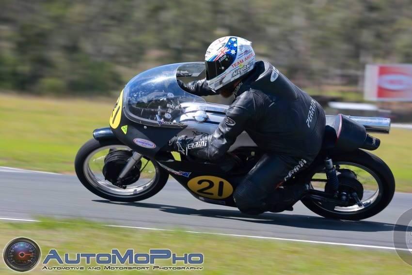 Page 15 THE STYLE OF A CHAMPION South Australian Jack Wright staged a clean sweep of the Period 3 500cc class at the recent national historic championships at Lakeside, Queensland, to