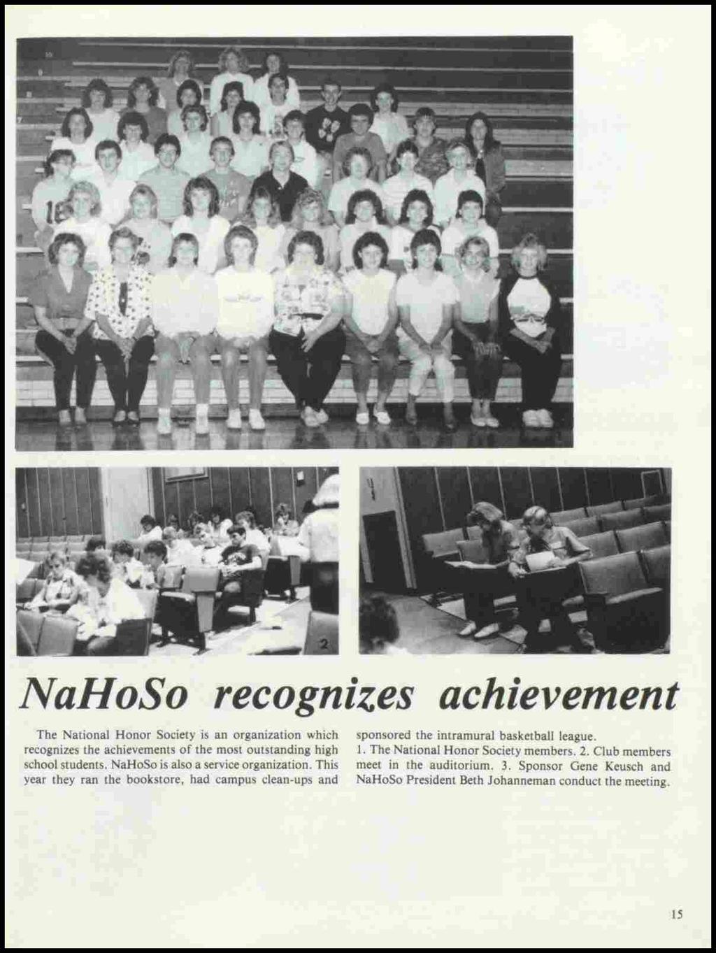 NaHoSo recognzzes achievement The National Honor Society is an organization which recognizes the achievements of the most outstanding high school students. NaHoSo is also a service organization.