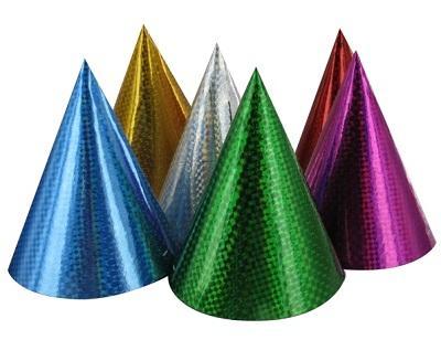 Coloured Cone Hats Make cone shape caps from embossed coloured paper or thick coloured card. Then print out funny pictures like cartoon to make them funny.