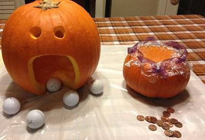 Pumpkin Penny Pitch Carve out a pumpkin (or two, or three) and line the