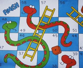 Both submitted by Calvin, Humboldt State University, USA Giant Snakes and Ladders At our school, we have made a GIANT Snakes and Ladders board.