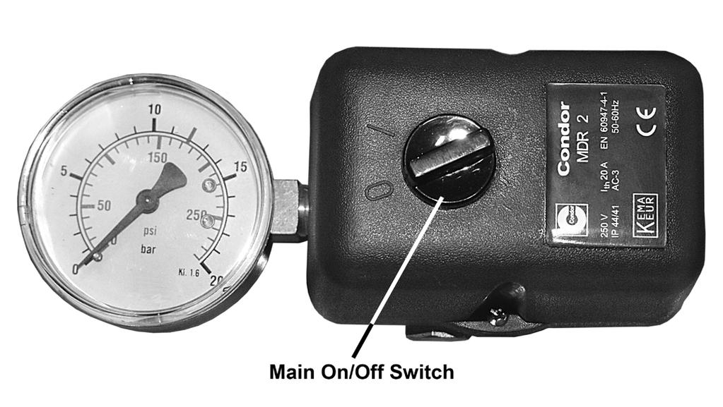DO NOT, other than in an emergency, stop the compressor by switching off at the mains, or by pulling the plug out, as the pressure relief will not then operate and motor damage may result upon