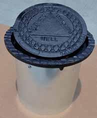 DROP IN MANHOLES Drop in manholes feature a cast iron ring and cover with monitoring well markings, steel skirt, and carry the H-20 load rating.