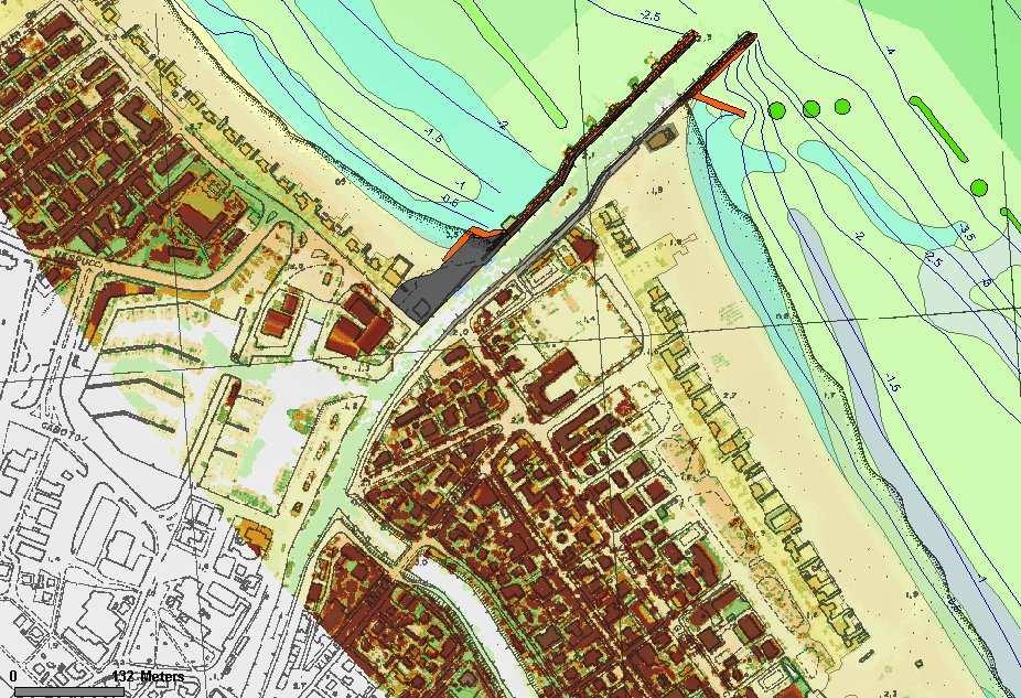 Figure 3 - Areal view and marine chart Port of Cesenatico In