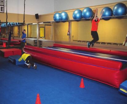 Our workout classes use a rock wall, rings course and inflatable trampoline to condition and build strength using plyometric and body weight resistance principles.