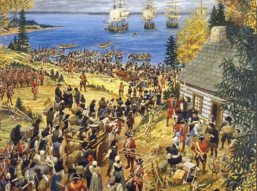 The Expulsion of the Acadians : 10,000 Acadians were rounded up and crowded