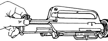 6. Pull the bolt out to the unlocked position. The carrier will not go into the upper if the bolt is pushed into the carrier. 7. Position the charging handle in the upper. 8.