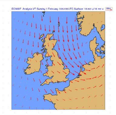 Sea-level pressure and wind Mean sea-level wind analysis for Sunday,