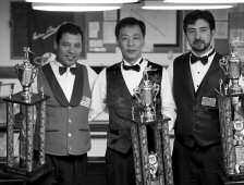 Miguel Torres, Jae Hyung Cho and Pedro Piedrabuena with trophies from 2010 USBA National Championship Final Carlos Hallon Qualifies at New Wave Billiards The Florida USBA Regional Qualifier was held