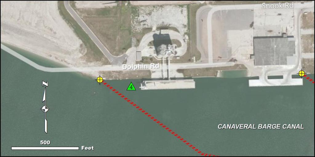 Collection Point Description Inlet: Port Canaveral Site Name: Collection Point #4 Relative Location: North side of Canaveral Barge Canal, about 1.8 miles inland from inlet entrance.