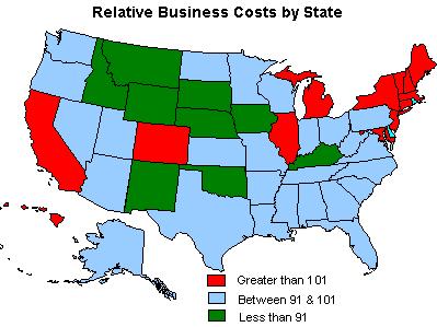 Relative Business Cost by State