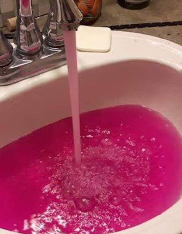 Startled residents had no idea whether the water was safe and posted pictures of their weird water on the internet. The neon pink colour was caused by a chemical called potassium permanganate.