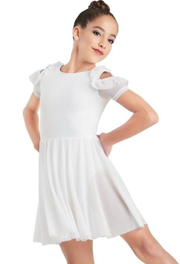 Mini Company Contemporary Miss Natalie Playground Dance: Playground Cost: $55.00 Costume Cost Includes: White cold shoulder cutouts have ruffle detail and modest scoop in the back.