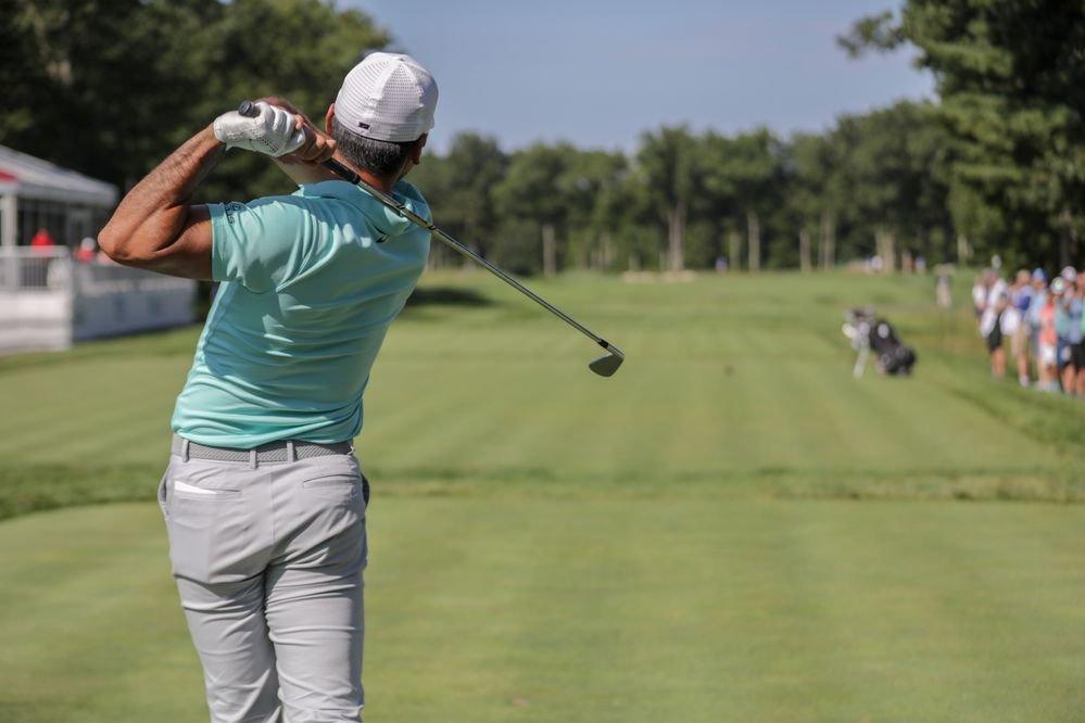 Day finds the center of the fairway with P790 during on the par-4 17th during Thursday's Pro-Am XANDER SCHAUFFELE has been raving about his P790 2-iron since he put it in play around the same time as